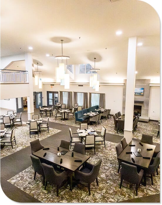 Dining Hall Area for Seniors in Independent Living Facility in Round Rock, Texas Dining Hall Area for Seniors in Independent Living Facility in Round Rock, Texas
